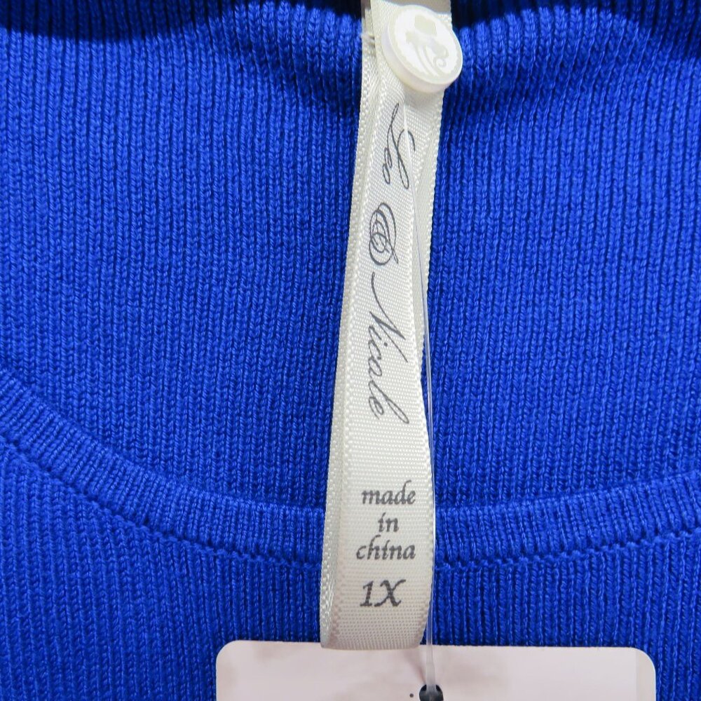 Leo Nicole Sweater Womens Size 1X Blue Tank Top Ribbed Knit Sleeveless New - Picture 4 of 9